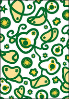 Whimsical Green Yellow Floral Swirl Rug