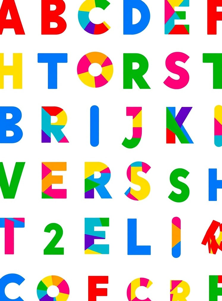 Vibrant Alphabet Collage Rug
