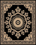Black and Gold Sunburst Floral Medallion Rug