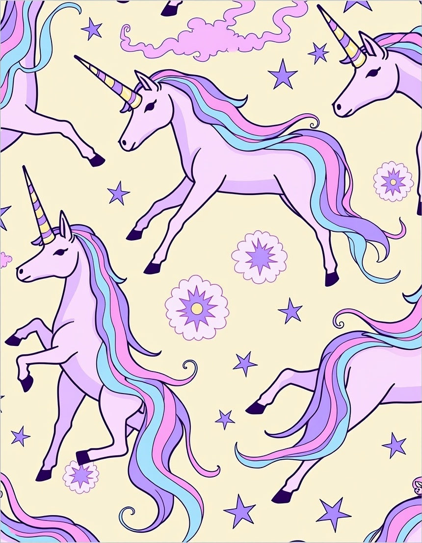 Pastel Unicorn Star Clouds Rug