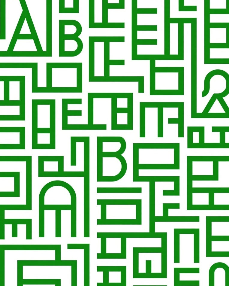 Emerald green abstract typography Rug