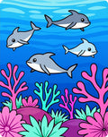 Playful Dolphins Coral Reef Ocean Scene Rug
