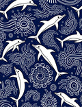 Marine White Dolphins Swirls Rug