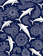 Marine White Dolphins Swirls Rug