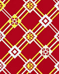 Bold Red Lattice Geometric Medallion Rug