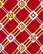 Bold Red Lattice Geometric Medallion Rug