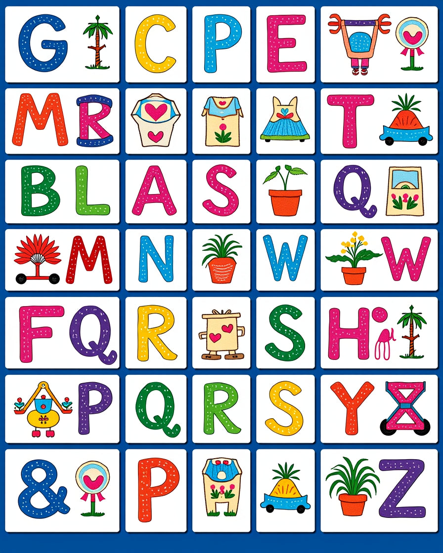 Alphabet Friends Fun Collage Rug