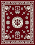 Deep Red Laurel Crest Tree Medallion Rug