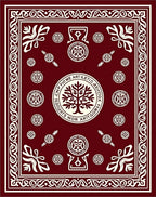 Deep Red Laurel Crest Tree Medallion Rug