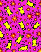 Pink Yellow Mouse Starburst Rug
