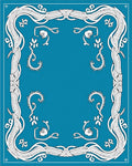 Art Nouveau Cyan Floral Swirl Border Rug
