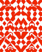 Vibrant Red Geometric Symmetry Medallion Rug