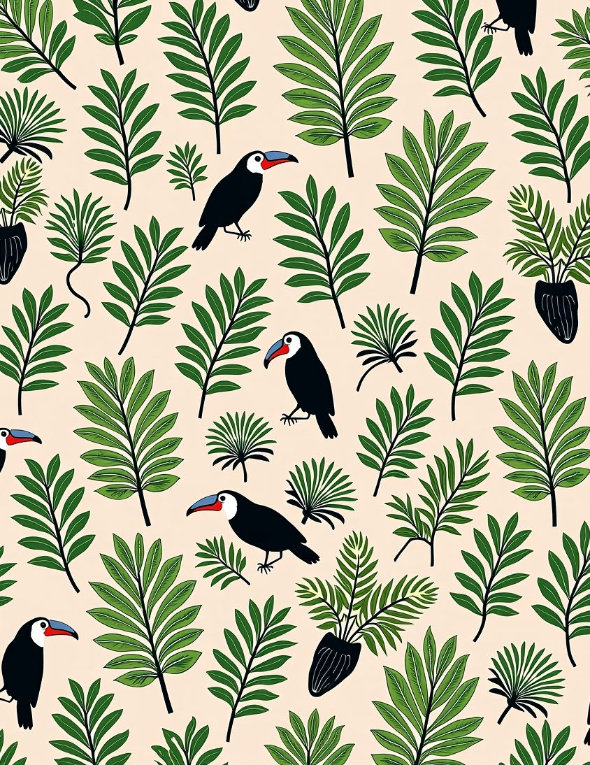 Tropical Toucan Foliage Cream Rug
