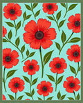 Bright Red Poppy Garden Area Rug