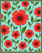 Bright Red Poppy Garden Area Rug