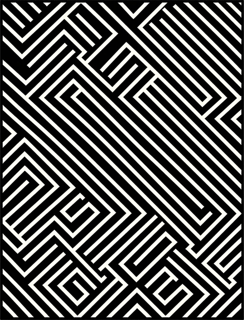 Monochrome Interlocking Lines Rug