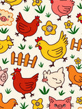 Farmyard Friends Chicken Pig Flower Rug