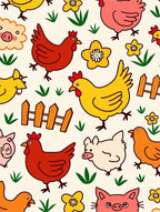 Farmyard Friends Chicken Pig Flower Rug