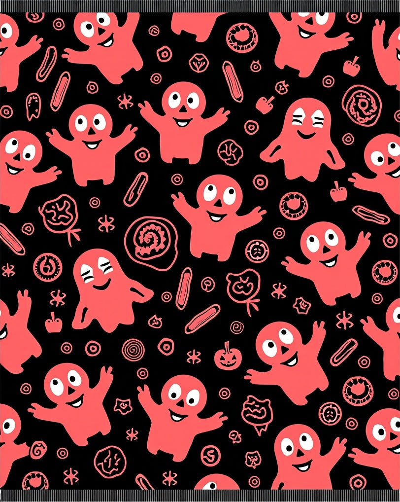 Coral Ghost Halloween Collage Rug