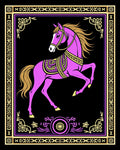 Majestic Purple Horse Golden Embellished Rug