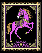 Majestic Purple Horse Golden Embellished Rug