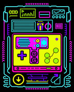 Neon Retro Game Console Controller Rug