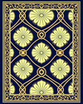 Navy Yellow Floral Medallion Lattice Rug