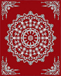 Vibrant Red Intricate Mandala Rug