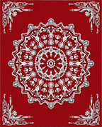 Vibrant Red Intricate Mandala Rug