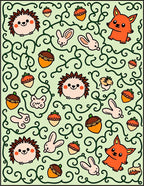 Whimsical Woodland Creatures Acorn Vines Rug