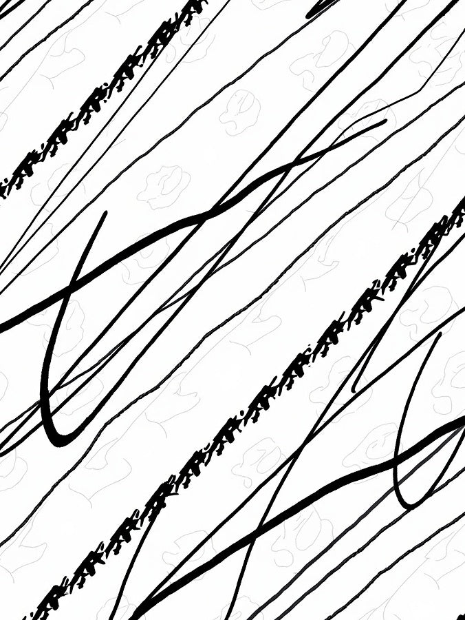 Minimalist Black White Scribble Lines Rug