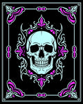 Light Blue Skull Gothic Floral Frame Rug