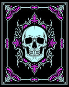 Light Blue Skull Gothic Floral Frame Rug