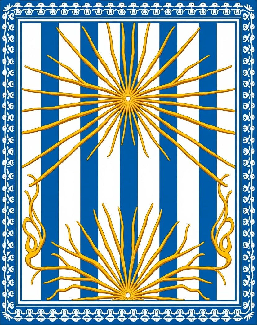 Royal Blue Sunburst Stripes Rug