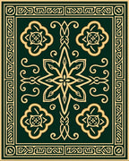 Emerald Gold Celtic Knot Floral Rug