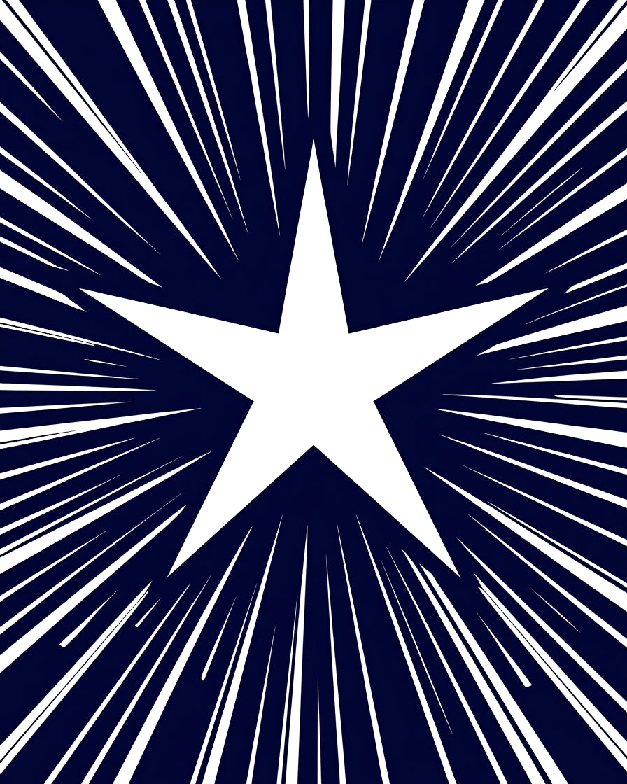 White Star Burst Navy Rug