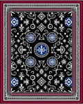Black White Blue Medallion Whimsical Art Rug