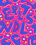 Funky Pink Blue Yellow Stars Heart Rug
