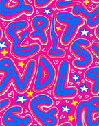 Funky Pink Blue Yellow Stars Heart Rug