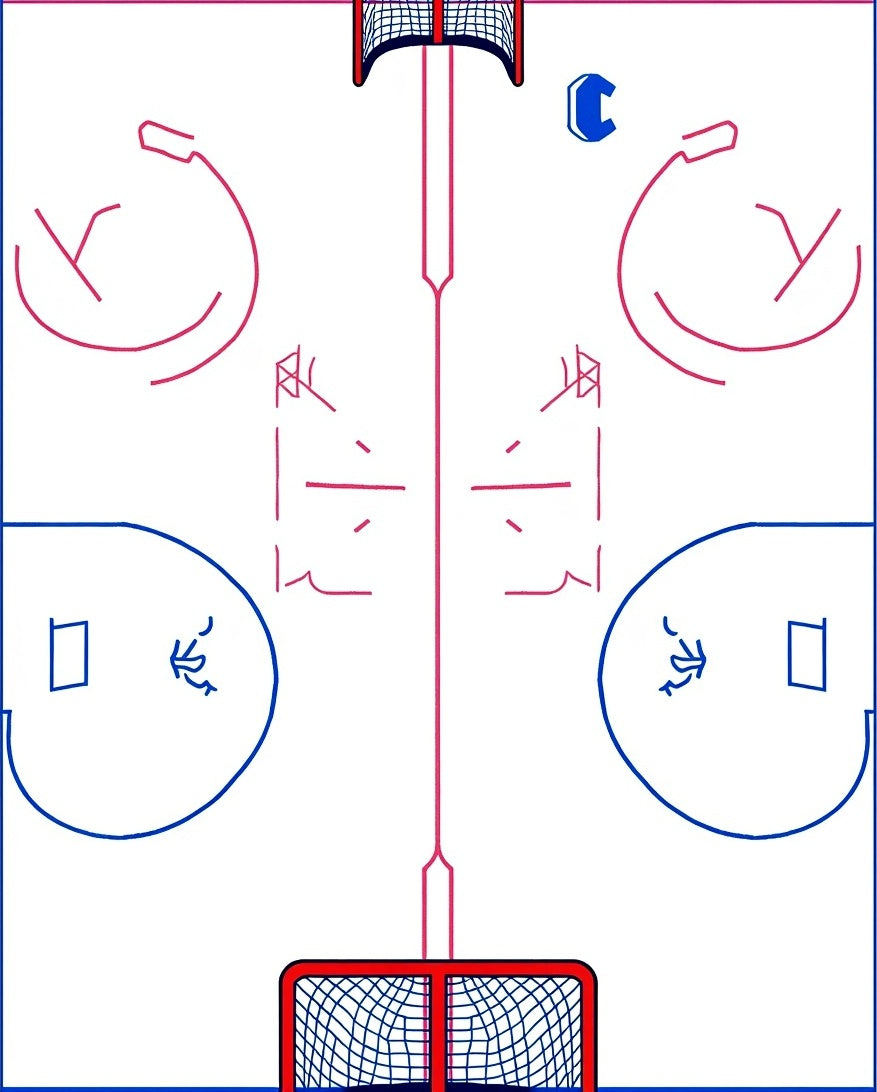 White Ice Hockey Court Design Rug