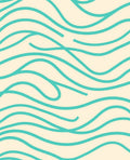 Cream Teal Abstract Wavy Lines Rug