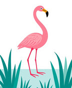 Pink Flamingo Tropical Grass Water Rug