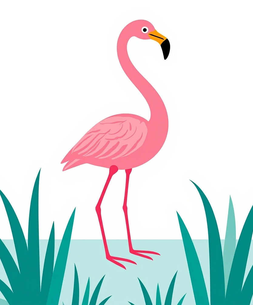 Pink Flamingo Tropical Grass Water Rug
