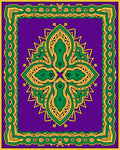 Vibrant Purple Gold Green Medallion Rug