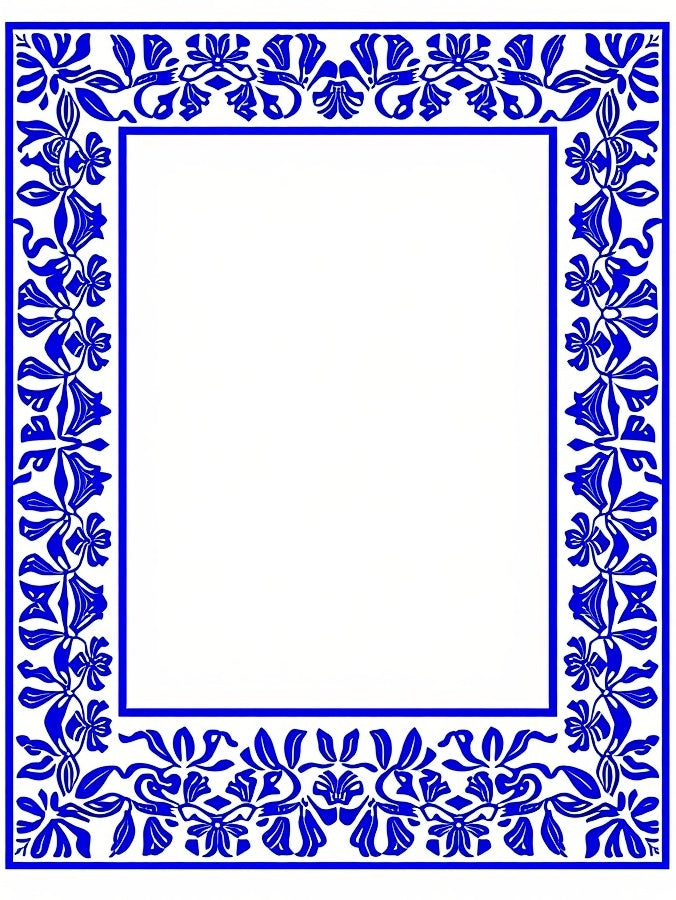 Cobalt Blue Floral Vine Accent Rug