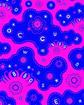 Vibrant Blue Pink Alphabet Blobs Rug