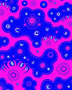 Vibrant Blue Pink Alphabet Blobs Rug