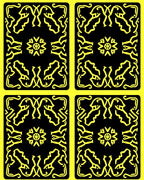 Bold Yellow Black Ancient Motif Rug