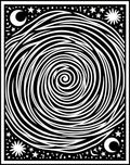 Cosmic Black White Swirl Moon Stars Rug