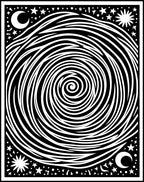 Cosmic Black White Swirl Moon Stars Rug